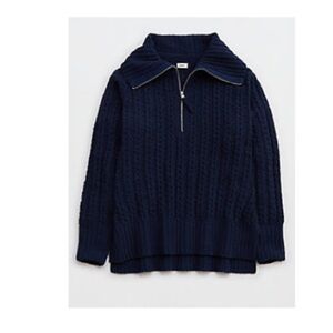 aerie cable car quarter zip sweater in navy size xl!